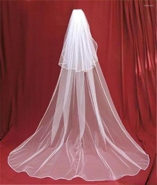 Véus de noiva de duas camadas Tulle White Iovry Wedding Véil com Comb Velos de Novia Acessórios acessórios para cabelo