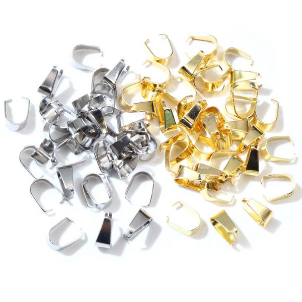 100 pcs Edelstahl Gold plattiert Anhänger Prise Bail ClaSPs Halskette Haken Clips Stecker DIY -Schmuckherstellung Erkenntnisse Schmuck Juwelenherstellung Erkenntnisse