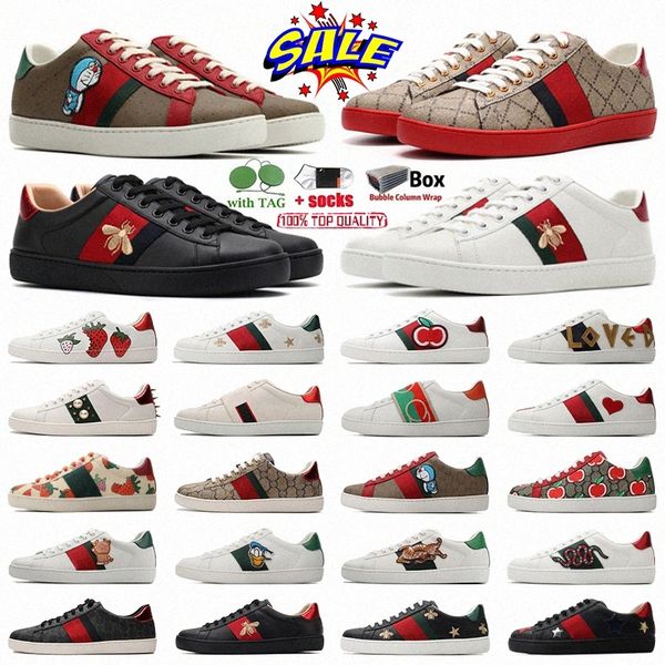 Designer Bee Scarpe casual Ace Sneakers Abito casual Scarpe da tennis Uomo Donna Stringate Classico modello in pelle bianca Fondo Cat Tiger Print Lover Luxury T r5kX #