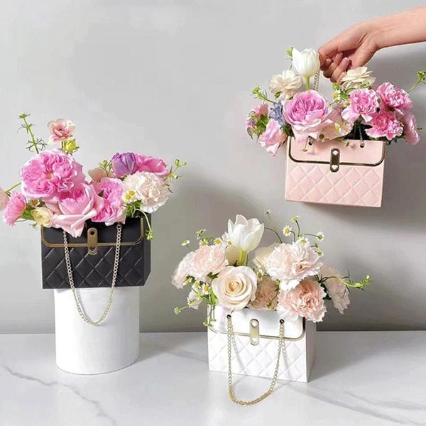 Embrulhe de presente sacola de mão criativa forma de embalagem de flores de rosa