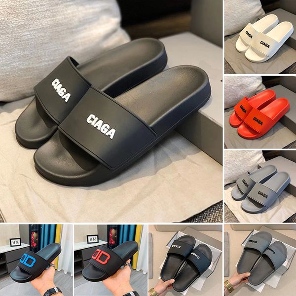 Neueste Pool Slides Hausschuhe Sommer Scuffs Männer Frauen Designer Schwarz Grün Weiß Cool Grey Beige Blau Soft Pink Gelb Rot Herren Gummisandalen Paris Schuhe 36-45