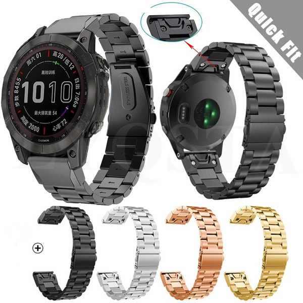 20 мм 22 мм 26 мм ремешки из нержавеющей стали для Garmin Fenix ​​7 7S 7x 6 6x Pro 5 5x плюс 3 часа.