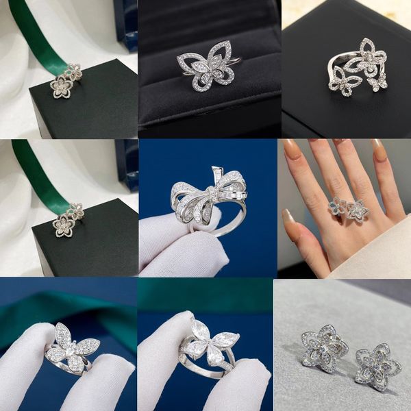 50 % Rabatt auf GRAFFS Designer-Ehering-Ohrring für Damen mit Box in Schmetterlingsform, Schmuck aus 925er-Sterlingsilber, klassische weiße Diamanten, Ringe, Weihnachten, Neujahr, Geschenk