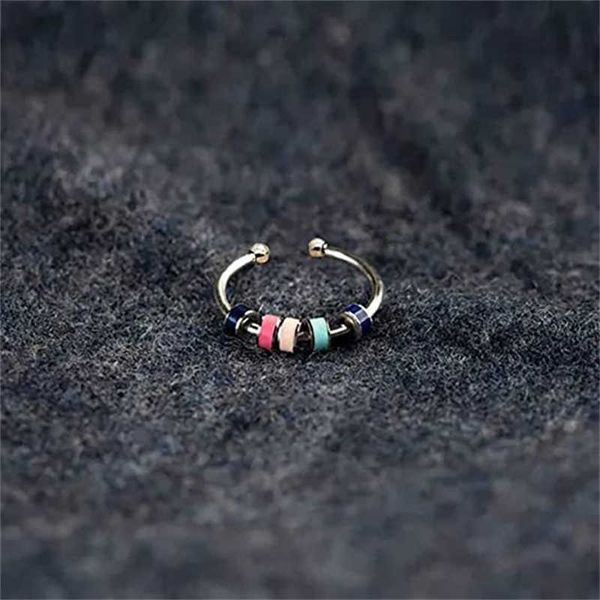 Anelli a fascia Shuangshuo geometrico arcobaleno colore ansia anelli di agitazione per le donne ragazze antistress rilascio giocattoli divertenti anello gioielli anello di agitazione AA230417