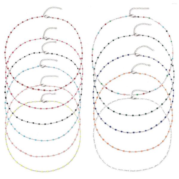 Цепи 1 кусок 304 Ожерельница из нержавеющей стали Cable Cable Color Multi -Color Emale для женщин ювелирных изделий длиной 45 см.