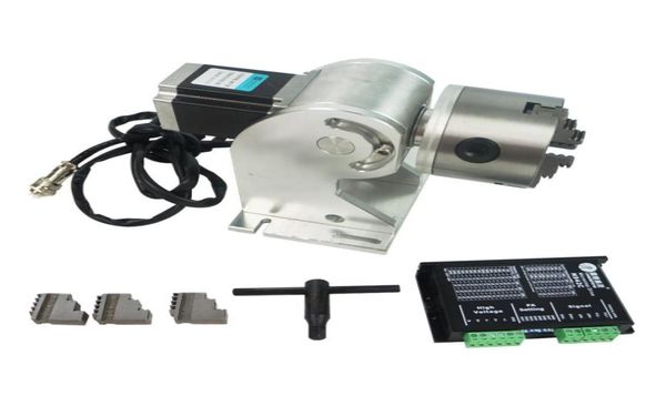 Peças de ferramentas Eixo rotativo de 3 garras 80mm máximo para máquina de marcação de placa de identificação a laser de fibra 20W 30W 50W Máquina de gravação de metal para uso com Dri1915652