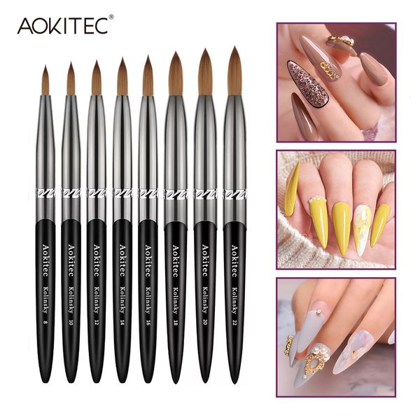 Pennelli per unghie Aokitec Kolinsky Art Acrilico UV Gel Extension Pen Polish Pittura Disegno per Manicure Tool 230417