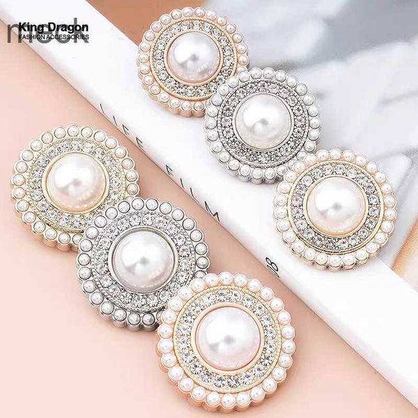 Bottone Fermagli per capelli Barrettes Nuovo arrivo 6PC Strass Decor Bottoni in metallo con perle dorate per vestiti Cappotto Cardigan Maglione Cucire Cucito 15MM-25MM KD896