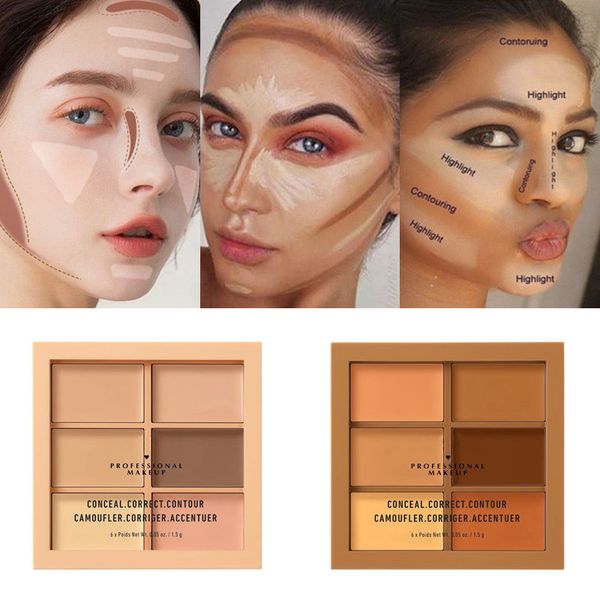 Marke 6 Farben Eye Concealer Highlighter Corrector Powder Palette Contouring Highlighter Bronzer Face Makeup Powder