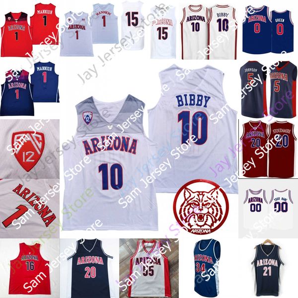 Arizona Wildcats Basketball Jersey NCAA College Green Bibby Mannion Zeke Nnaji Arenas Terry Lauri Markkanen Andre Iguodala Max Hazzard