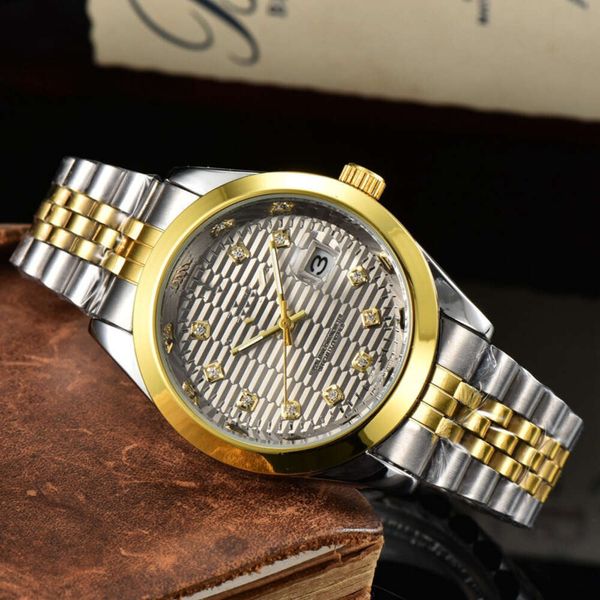 Designer de luxo masculino relógio feminino relógios topo relógio de quartzo diário ondulado tecido de aço inoxidável banda noite brilho masculino