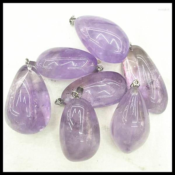 Collane a sospensione 2pcs naturale semi preziosa pietra piacevole Amethysstone Pendenti di colore viola dimensione 25-35mm ciondoli donne all'ingrosso prezzo