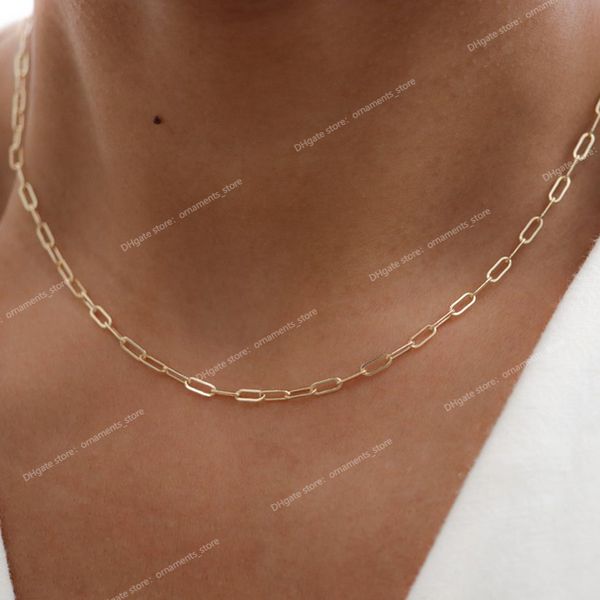 Collana piena d'oro 14K piena di girocollo d'oro fatto a mano Boho Chain Collier Femme Kolye Collers Collana di gioielli da donna per donne Fine Jewelrynecklace