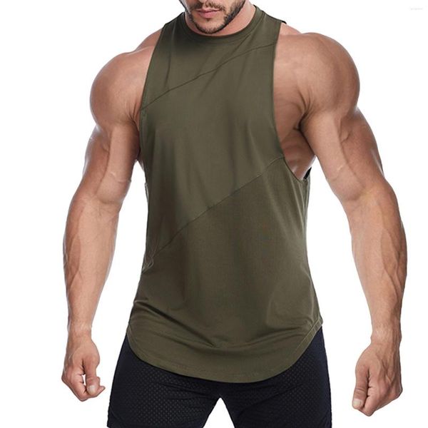 Herren Tanktops Bodybuilding Fitness Singlets Muskelweste für Herren T-Shirt Basketball Jersey Solid Gym Stringer Loose