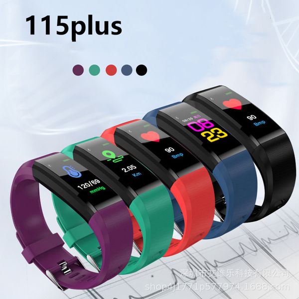 Bracciale intelligente con schermo a colori 115plus per misurazione della pressione sanguigna, promemoria, orologio intelligente multifunzionale per esercizi di salute per adulti per studenti, consegna DHL