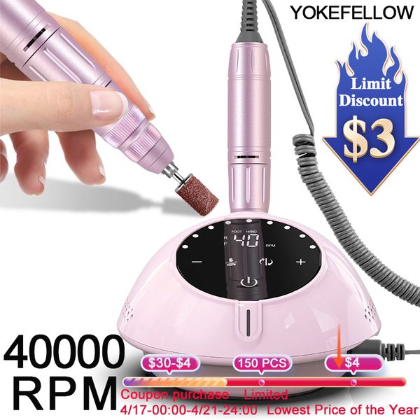 Nail Art Equipment 40000 RPM Trapano con display HD Manicure Aggiornamento elettrico File Cutter Salon Tools 230417