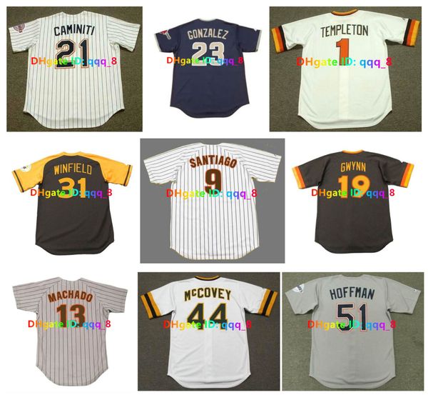 Retrocupação Benito Santiago Tony Gwynn Jerseys de beisebol Bruce Bochy Dave Winfied Graig Nettes Garry Tempeton Ken Caminiti Trevor Hoffman Steve Garvey Tamanho