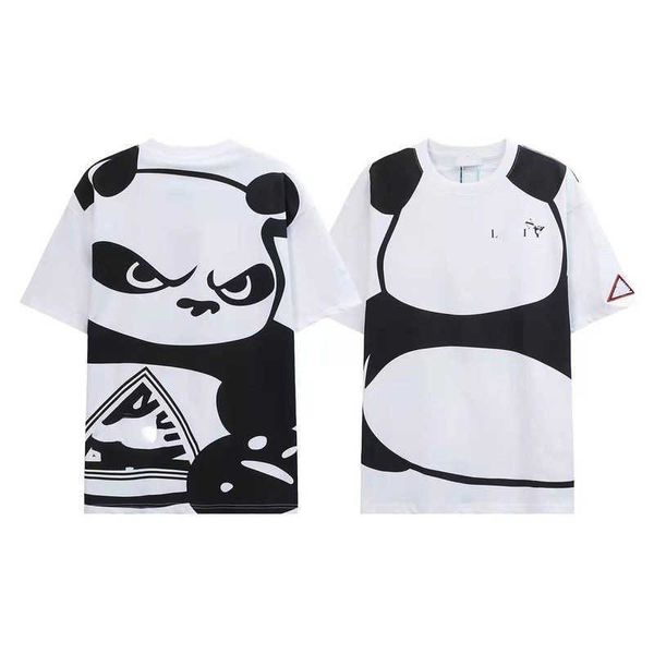 T-shirt masculina e feminina de manga curta, clássico de luxo, no início da primavera, novo panda, mesmo casal solto