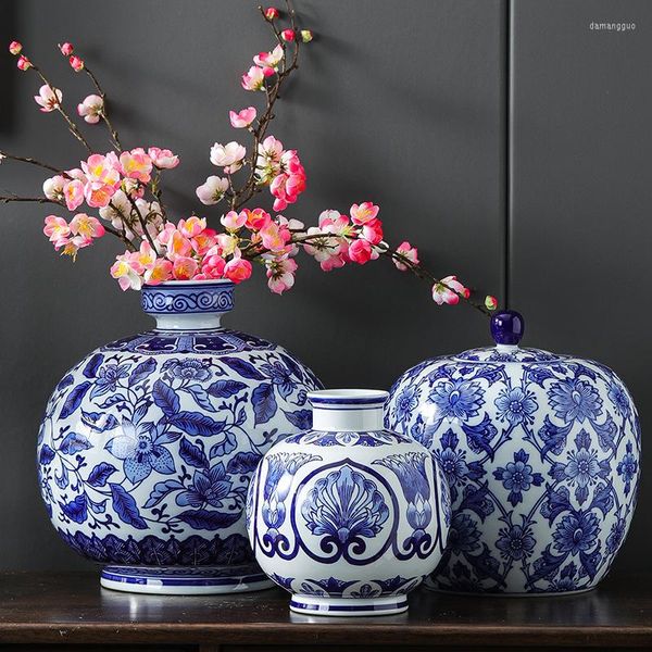 Bottiglie di stoccaggio Vaso in ceramica Jingdezhen Vaso in porcellana blu e bianca Decorazione