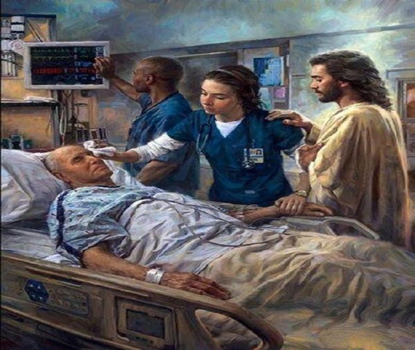 THE HEALER Jesus Nurse Medical Hospital Home Decor Handgemaltes HD-Druck-Ölgemälde auf Leinwand-Wand-Kunst-Leinwand 2002278477109