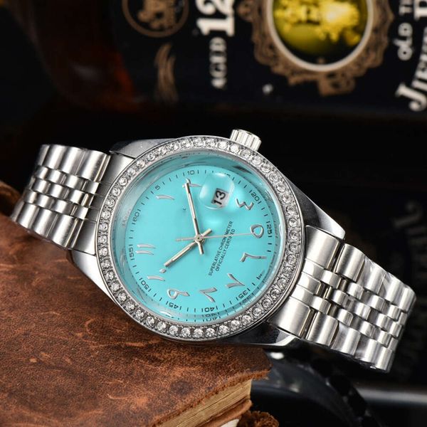 Designer relógio masculino relógios homem top quartzo r log série árabe masculino pulseira de aço