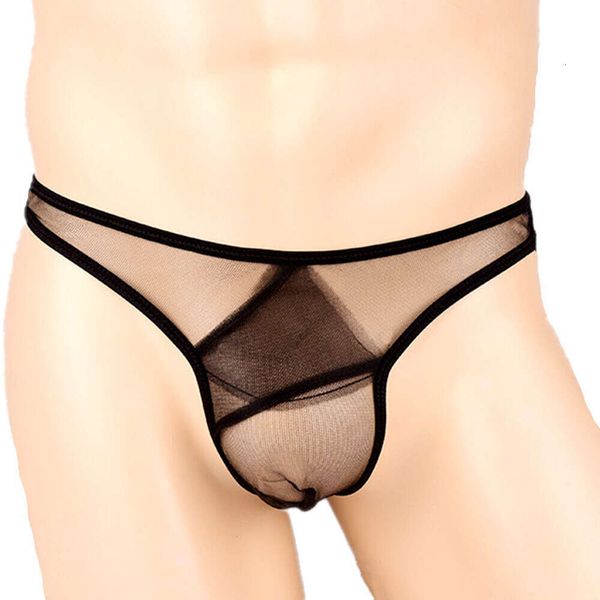 Ver através de malha masculina g string ultra fino sexy roupa interior homem transparente erótico masculino gay tanga tanga