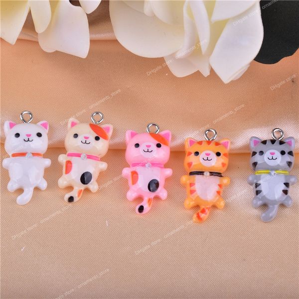 20 unidades/pacote kawaii gato encantos pingentes para fazer jóias animal resina encantos jóias descobertas diy artesanato moda jóias encantos acessórios de jóias