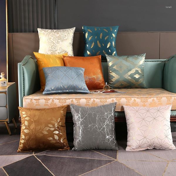 Cuscino Olandese Velluto Bronzato Oro Copertura Foglie D'oro E Piuma Dipinta Federa Home Decor Per Divano Pisolino