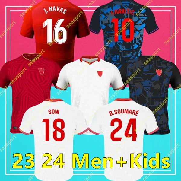 Seville FC 23 24 Sevillas Soccer Jerseys Финал L.Ocampos Suso Jong Maillot Gudelj K.Rekik Tecatito Munir Rafa Men Kids Kit 2023 2024 Футбольная рубашка