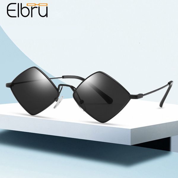 Sonnenbrille Elbru Retro Diamantförmige Mode Metall Unregelmäßige Sonnenschirme Brillen Männlich Weiblich Bunte Linse Sonnenbrille Unisex 230418