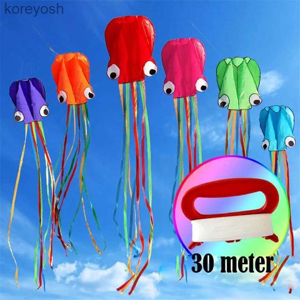 Kite Acessórios 4M Grande Polvo Kites Com Alça Linha Voando Brinquedos Crianças Esportes Ao Ar Livre Verão Praia Jogo Caminhada No Céu Nylon Skeletonless KiteL231118