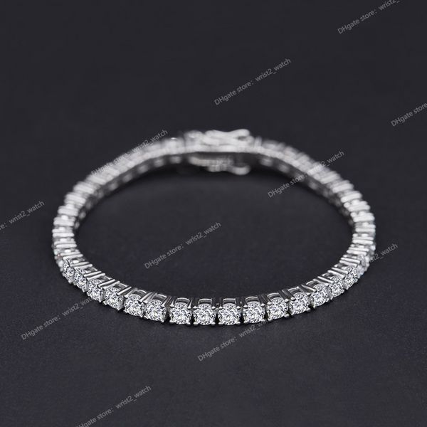 100% argento sterling 925 3mm creato diamante pietra preziosa braccialetto fascino matrimonio braccialetto tennis gioielleria raffinata dropship all'ingrosso gioielleria raffinatabracciali gioielli