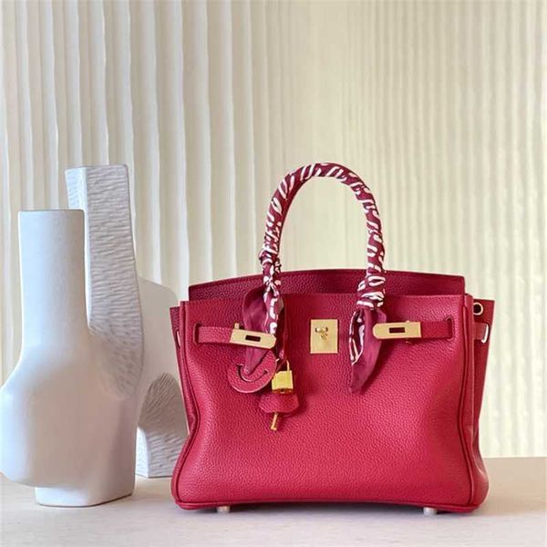 Platinum Bag Designer Tote 2024 hochwertiges Leder Damen Upgrade erste Schicht Rindsleder chinesische rote große Kapazität Lederhandtasche