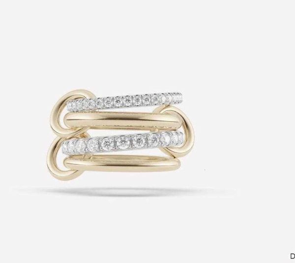 Anéis de banda qj42 Halley Gemini Spinelli Kilcollin marca designer novo em joias finas de luxo ouro e prata esterlina anel ligado Hydra