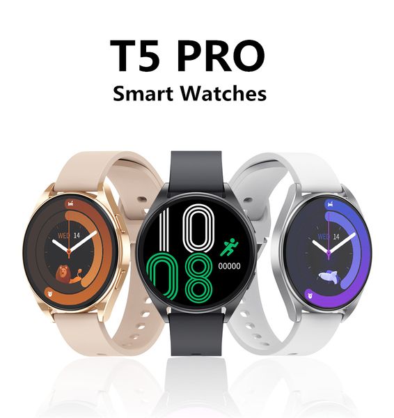 Relógio inteligente T5 Pro masculino, relógio esportivo multifuncional, discagem, rastreador de atividade, frequência cardíaca, pressão arterial, pulseira de monitoramento com carregador sem fio, banda Biamond