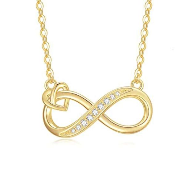 Laboratório cultivado diamante infinito feminino 14k banhado a ouro pingente colar aniversário presente de natal para namorada esposa mãe