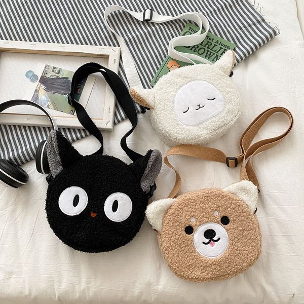 Backpack de urso fofo Mochila macia mochila de pelúcia personalizada gato engraçado pequeno urso ovelha de um ombro diagonal