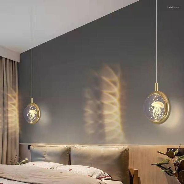 Lâmpadas pendentes 10x10cm Bola dourada Candelador de vidro lustres de dente -lellieiro lâmpada de cristal decorativa para sala de estar a cabeceira do quarto