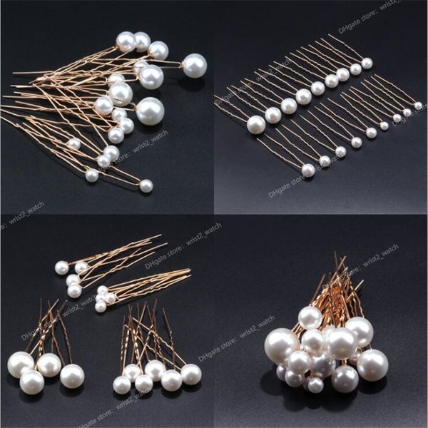 Moda em forma de U Pin Metal Barrette Grampos de cabelo Simulado Pérola Nupcial Tiara Acessórios de cabelo Ferramentas de design de penteado de casamento Joias de moda Joias de cabelo