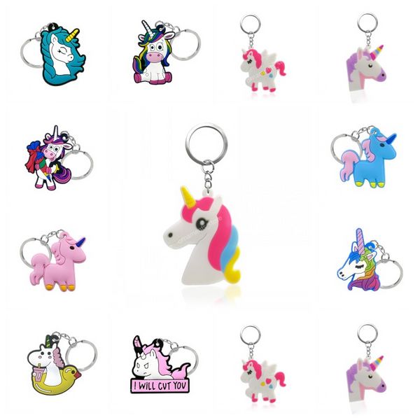 1pcs PVC Key Chain красочные лошадь мультфильм Мини -животный аниме -ключ кольцо для ключей Cute Key Holder Fashion Charms безделушки подходят для детей модные ювелирные изделия