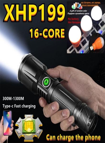 199 Lanterna mais poderosa 16core Light Typec recarregável telescópica zoom entrada e saída Lanterna de alto longo alcance 22021758986363863