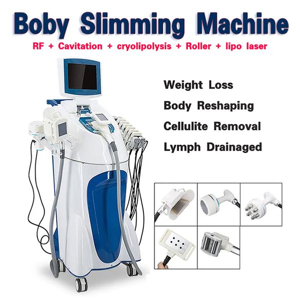 5-in-1-Schlankheitsmaschine für Boby Kryolipolyse-Lipo-Laser-Fettgefrieren Mehrpolige RF-Hautstraffungsrolle Massage 40K Kavitationsgerät Gewichtsverlust Kryo-Fettabsaugung