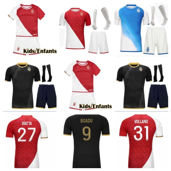 2023 2024 AS Monaco Ben Yedder Camisas de futebol MINAMINO BOADU GOLOVIN 23 24 maillot de foot VOLLAND EMBOLO Flocage JORGE Kids DISASI FOFANA Camisa de futebol DIATTA