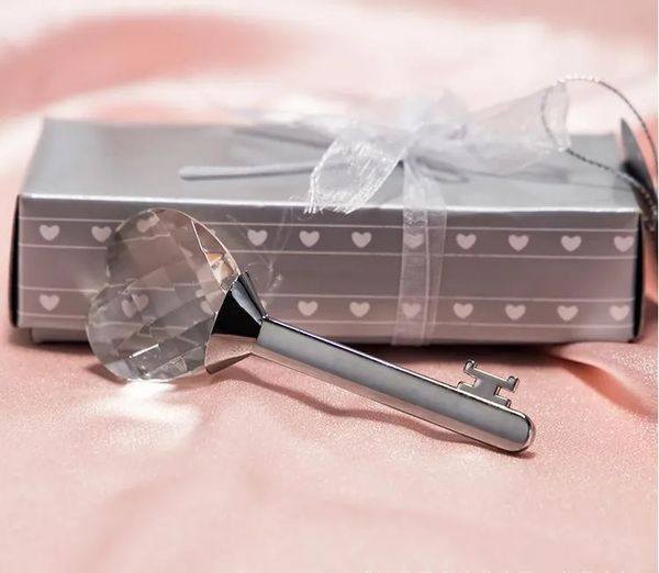 Chiave a forma di cuore di cristallo con confezione regalo Bomboniere Bomboniere di compleanno Regalo omaggio per feste per gli ospiti dh8620