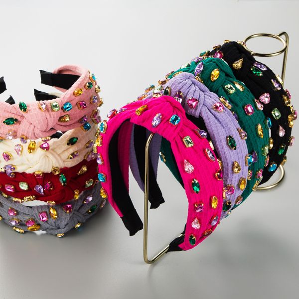 Faixa de strass de cor de alta qualidade Tabana com faixas de cabeça Acessórios de moda Mulheres festas modernas