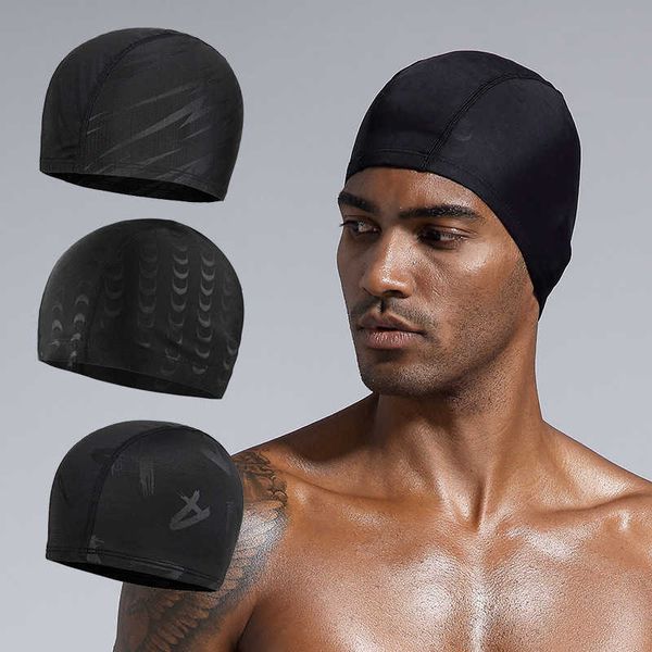 Cuffie da nuoto Cuffie da nuoto per adulti Uomo Capelli lunghi Cuffia da piscina impermeabile Protezione per le orecchie Grande Cappello da sub in nylon Natacion Badmuts P230418