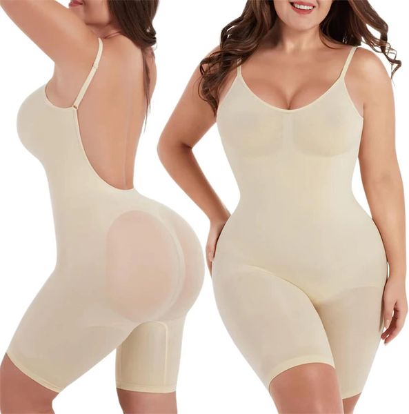 Body senza cuciture con schiena bassa per donna Body contenitivo per il controllo della pancia Body Shaper senza schienale Corsetto sottile a metà coscia Taglie forti