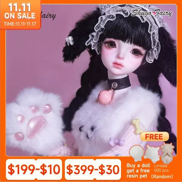 Bebekler shugafairy alice 1/4 bjd bebekler sevimli pençe eldivenleri moda y2k tarzı güzel kız jöle renk köpek kişileştirme topu eklemli bebekler 231118