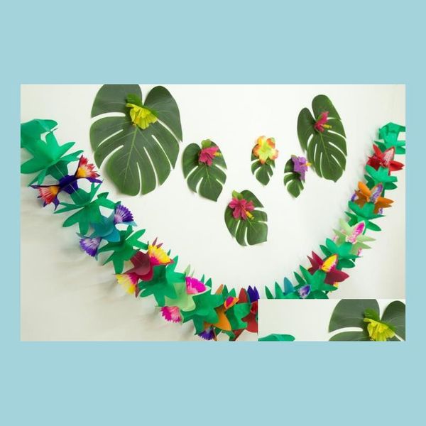 Баннерные флаги новинка Colorf Ткани цветочная гирлянда для Luau Party Summer Beach Decoration Hawaii 3 метра бумажные гирлянды.