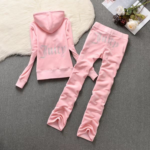 Juicy Apple Bayanlar İki Parça Takım Pantolon Velvet Sulu Trailsuit Kadın Coutoure Set Track Suit Couture Juciy Coture Sweatsuits 734